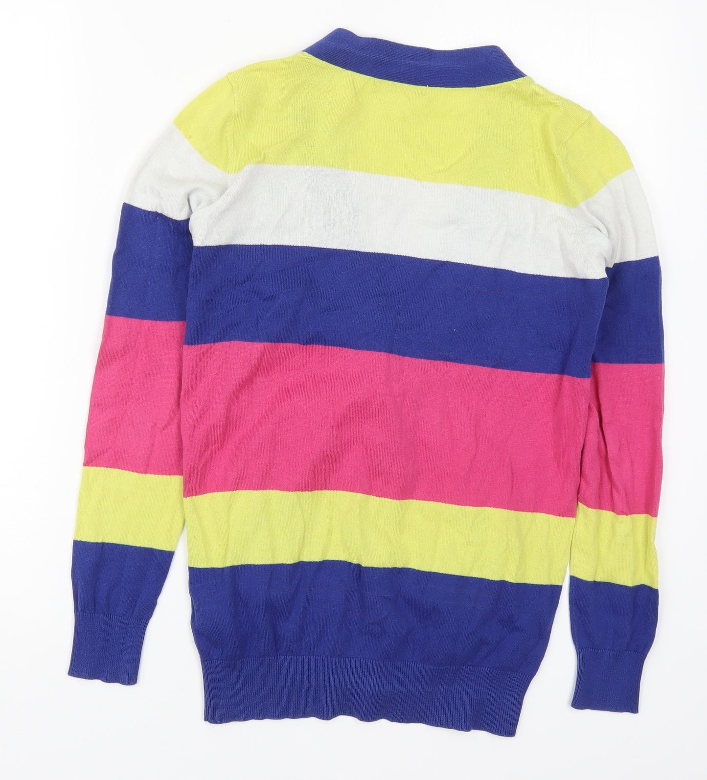 South Womens Multicoloured V-Neck Striped Cotton Cardigan Jumper Size 10