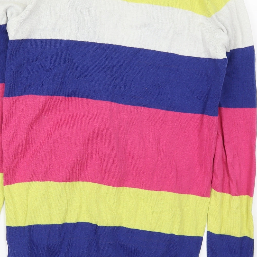 South Womens Multicoloured V-Neck Striped Cotton Cardigan Jumper Size 10