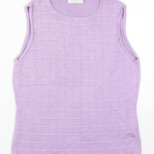 Precis Womens Purple  Viscose Basic Tank Size M Round Neck