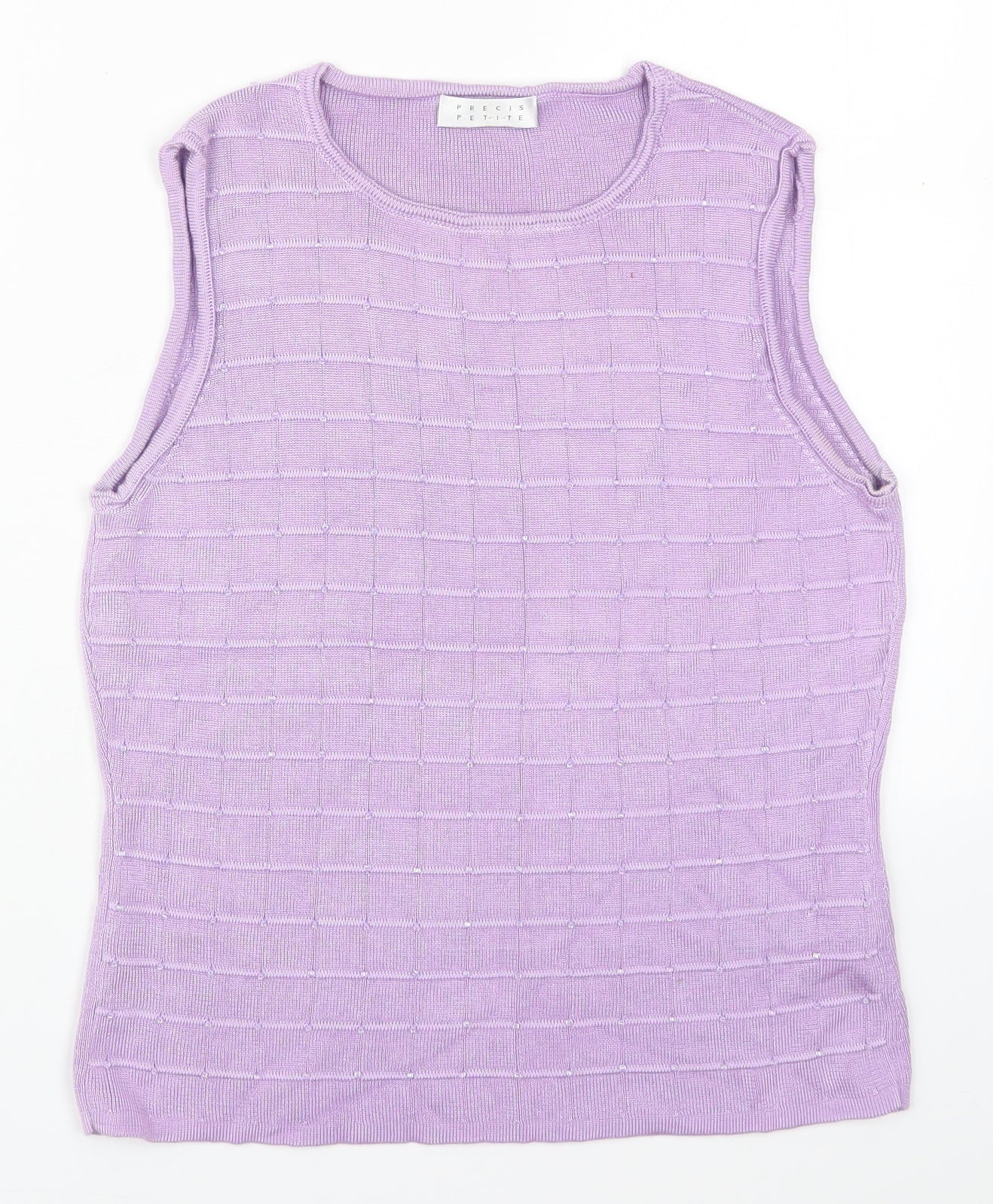 Precis Womens Purple  Viscose Basic Tank Size M Round Neck