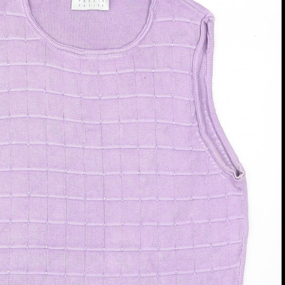 Precis Womens Purple  Viscose Basic Tank Size M Round Neck