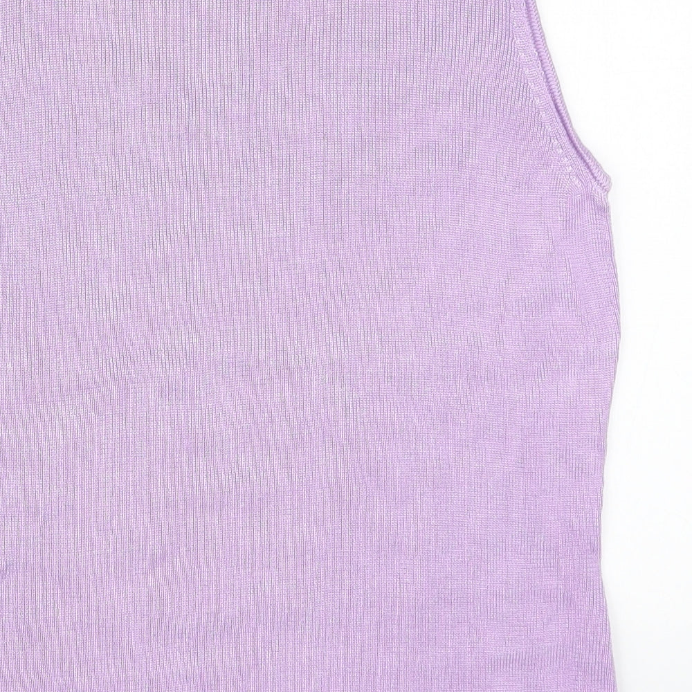 Precis Womens Purple  Viscose Basic Tank Size M Round Neck