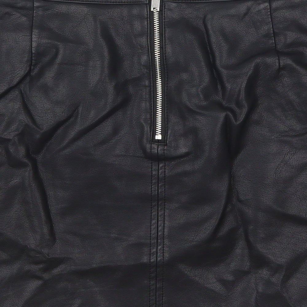 Papaya Womens Black  Polyurethane Mini Skirt Size 14   Zip