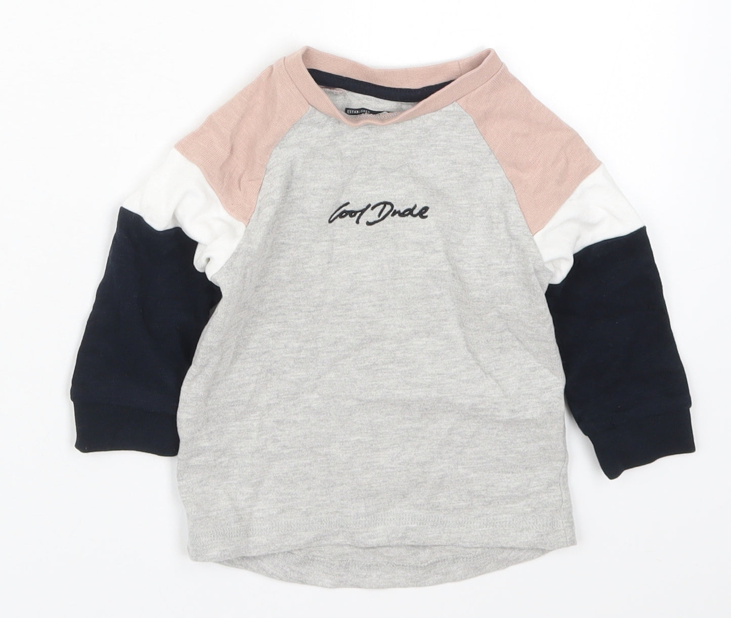 NEXT Boys Multicoloured Colourblock Cotton Basic T-Shirt Size 9-12 Months Crew Neck Pullover - Cool Dude