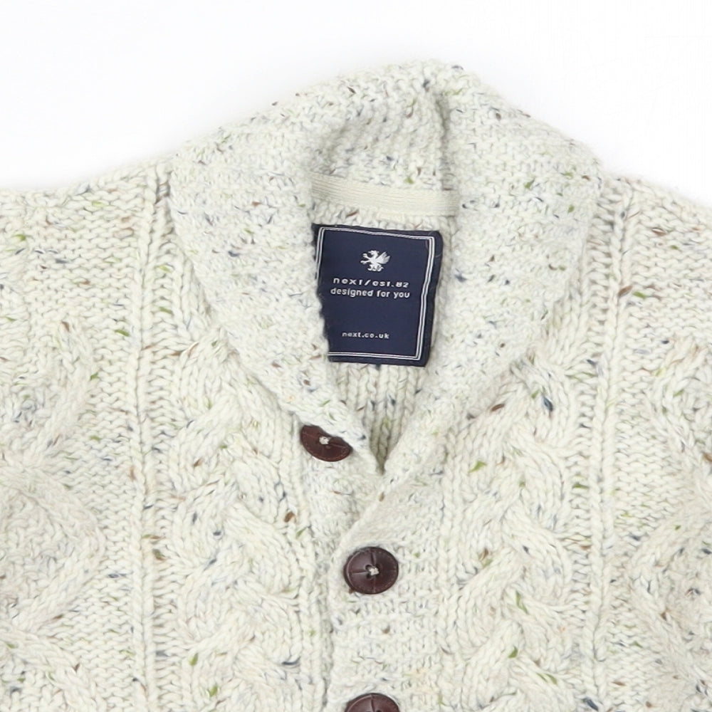 NEXT Boys Grey Collared  Acrylic Cardigan Jumper Size 2-3 Years  Button