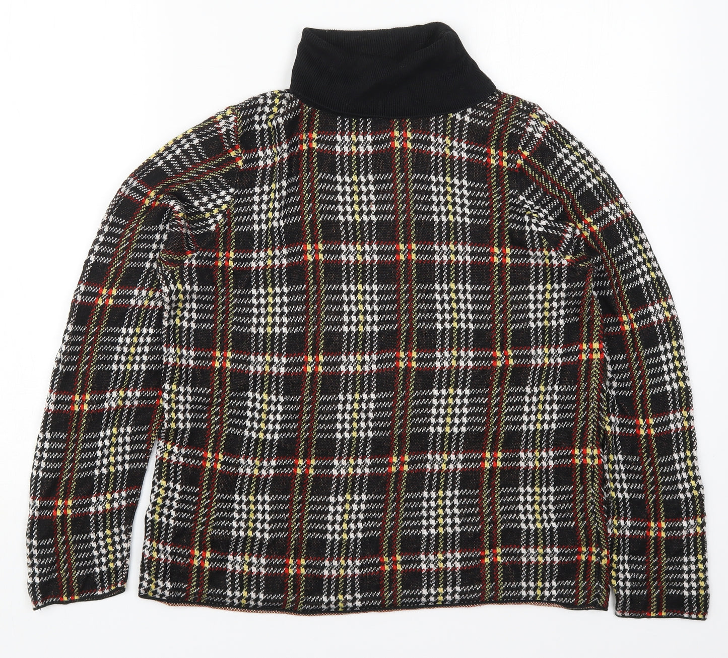 River Island Womens Black Roll Neck Check Viscose Pullover Jumper Size 14