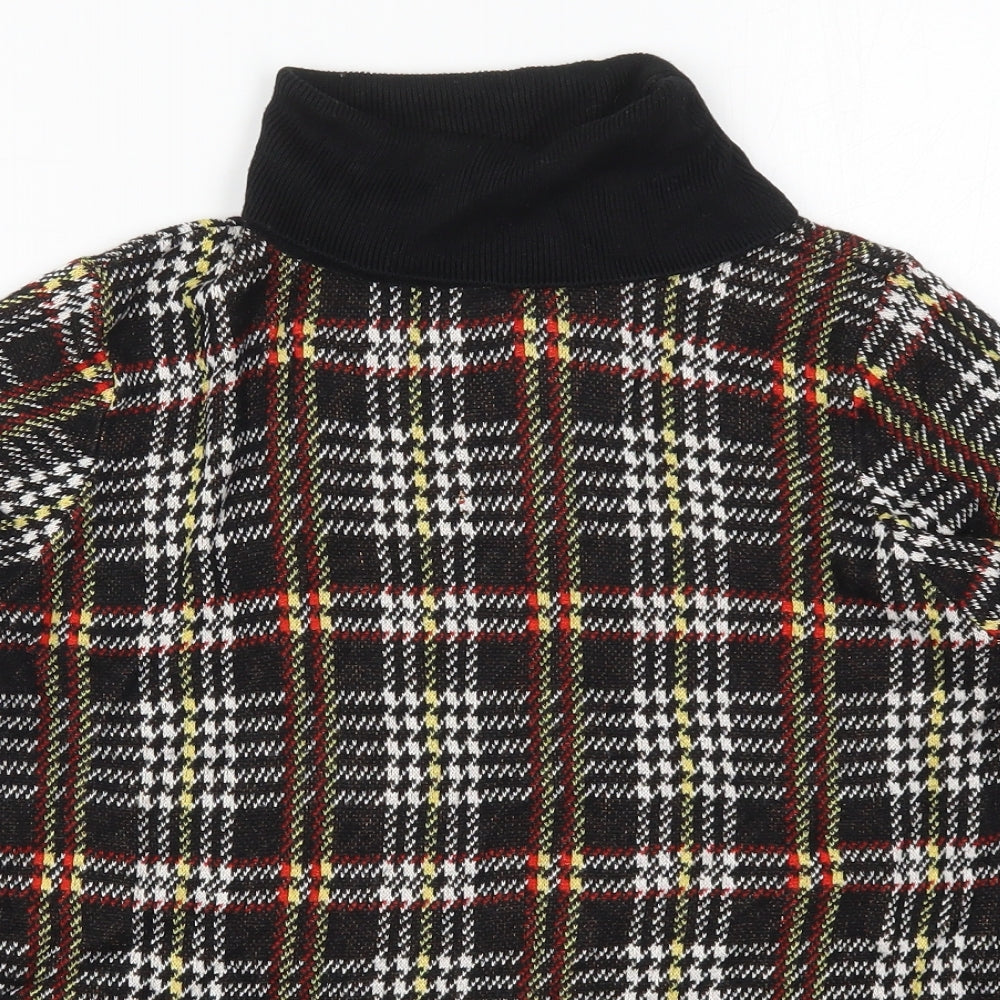 River Island Womens Black Roll Neck Check Viscose Pullover Jumper Size 14