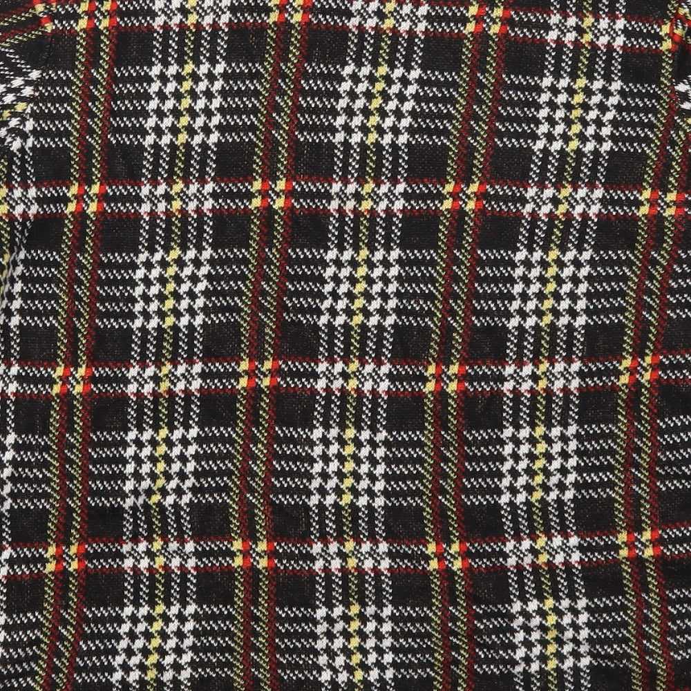 River Island Womens Black Roll Neck Check Viscose Pullover Jumper Size 14