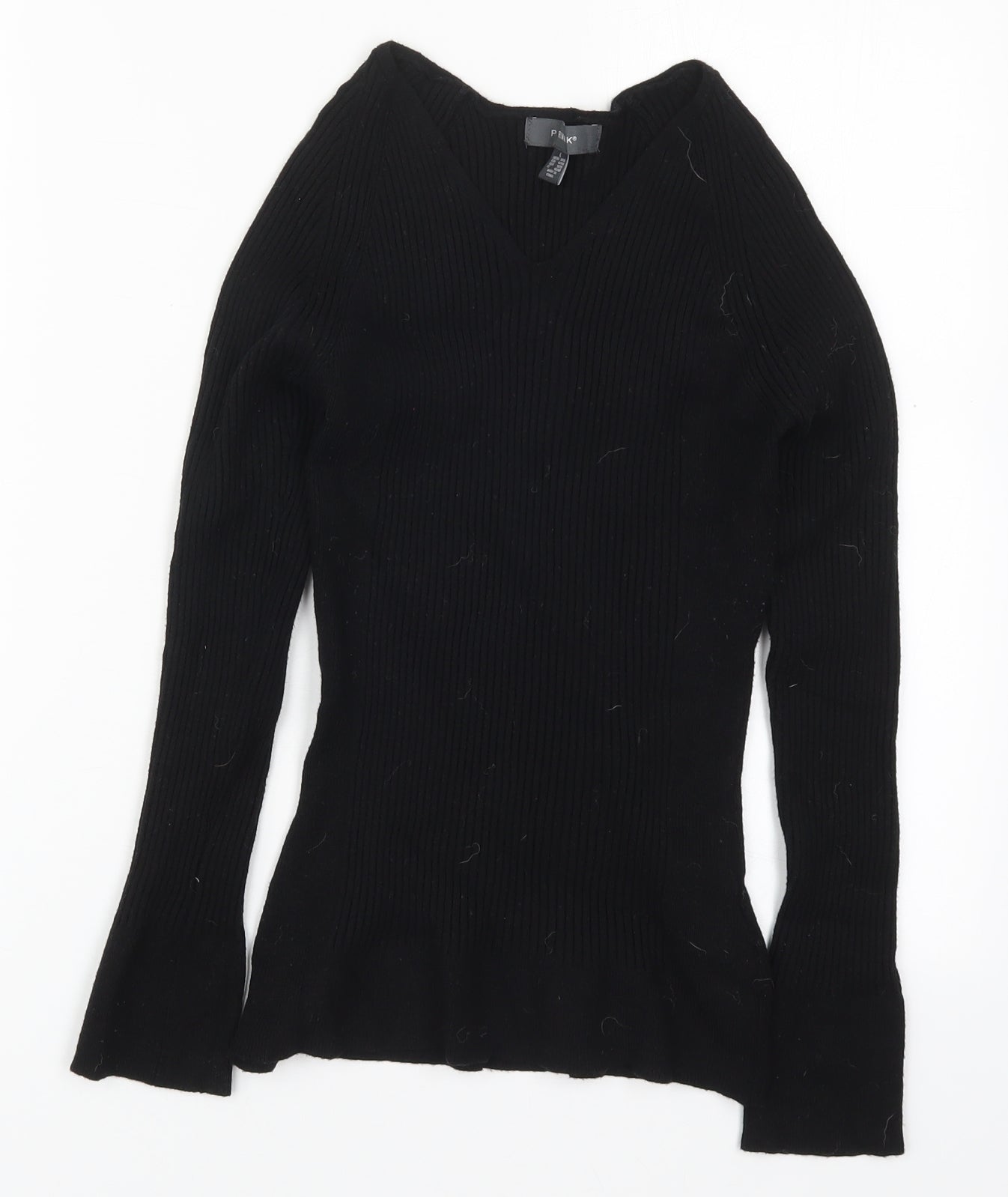 Primark Womens Black V-Neck  Viscose Pullover Jumper Size 14