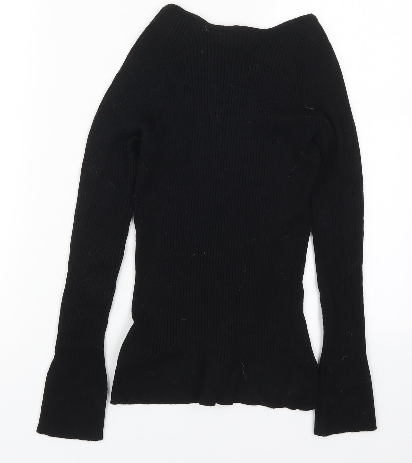 Primark Womens Black V-Neck  Viscose Pullover Jumper Size 14
