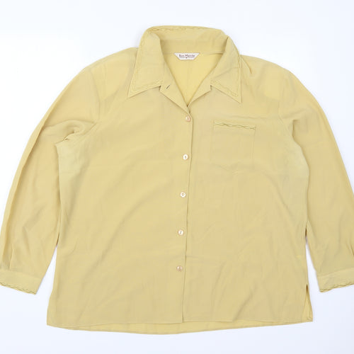 Bonmarché Womens Yellow  Polyester Basic Button-Up Size 22 Collared