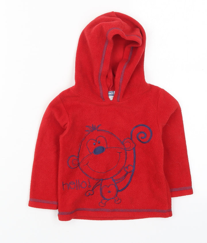 M&Co Boys Red   Jacket  Size 12-18 Months   Pullover - Monkey Hello