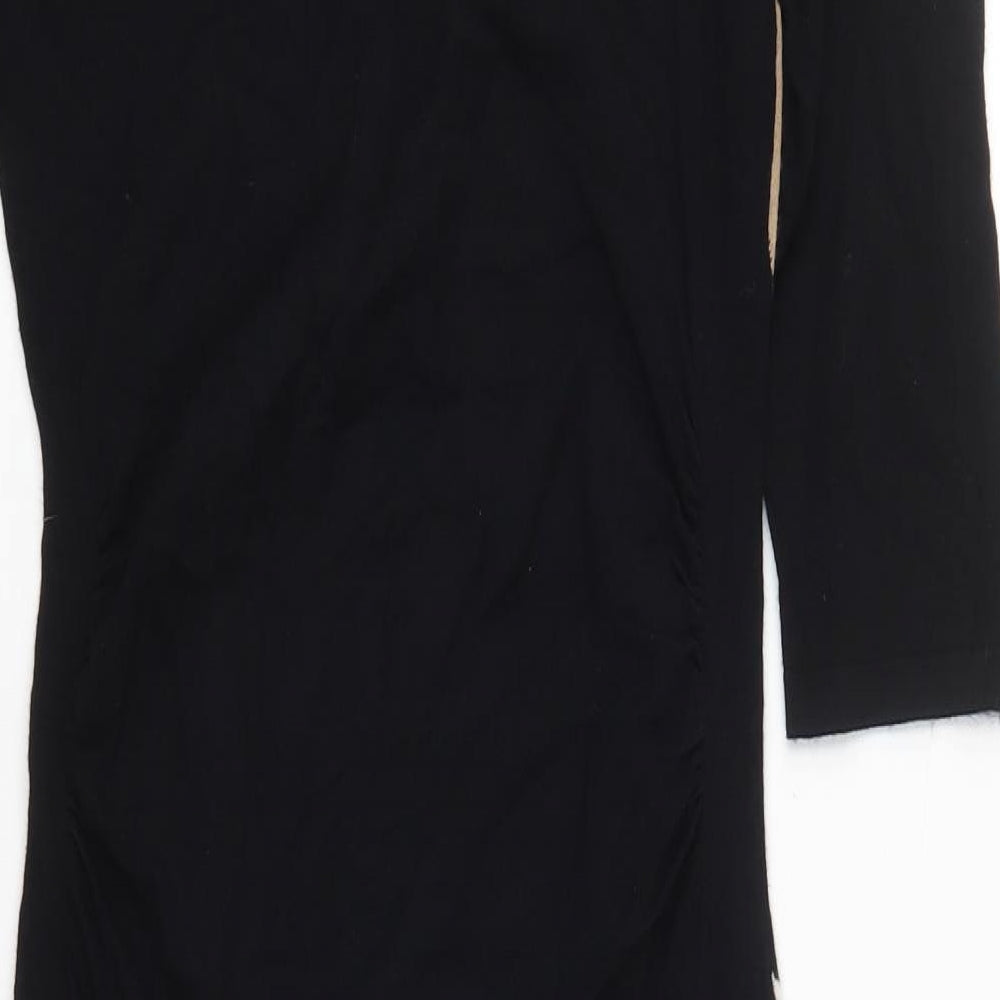 Coast Womens Black Striped Viscose Jumper Dress  Size 10  Round Neck Pullover - Beige