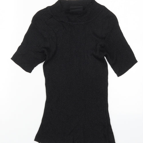 Opera Womens Black Round Neck  Viscose Pullover Jumper Size M