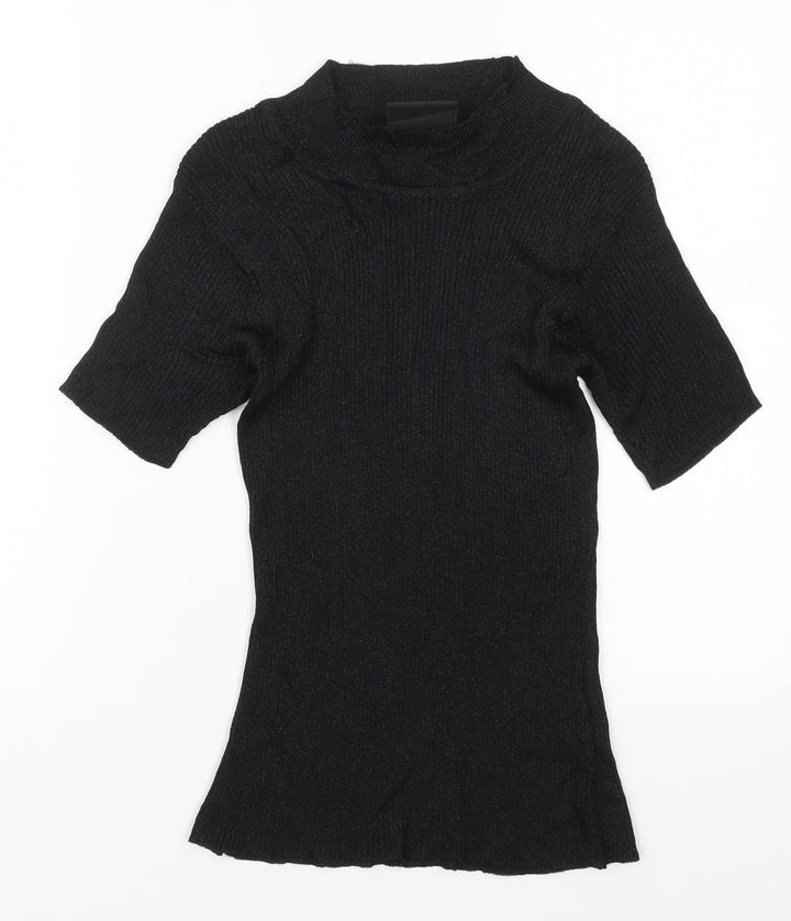 Opera Womens Black Round Neck Viscose Pullover Jumper Size M