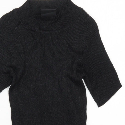 Opera Womens Black Round Neck  Viscose Pullover Jumper Size M