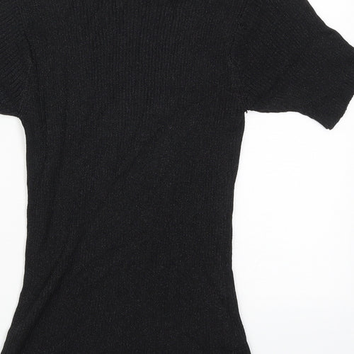 Opera Womens Black Round Neck  Viscose Pullover Jumper Size M