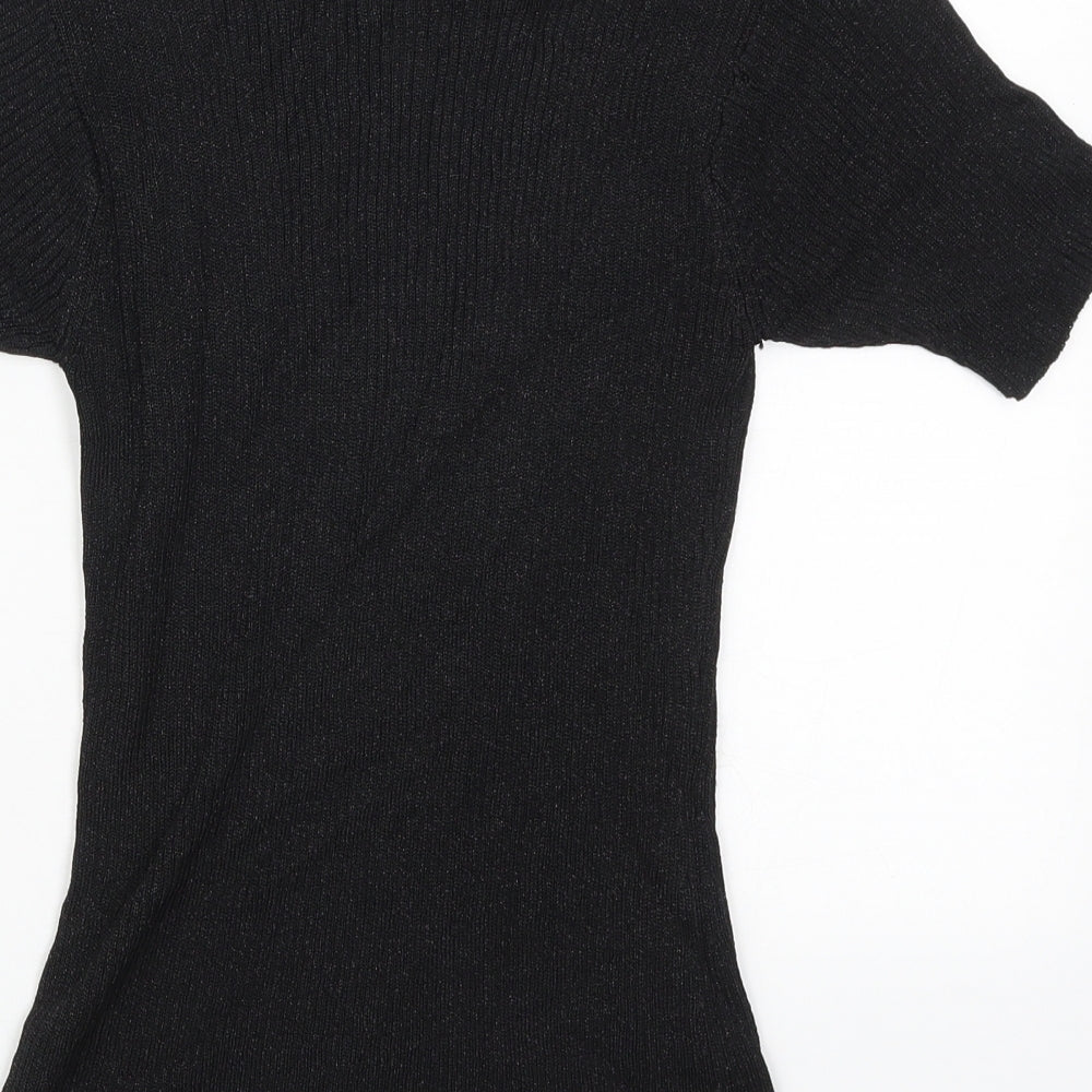 Opera Womens Black Round Neck  Viscose Pullover Jumper Size M