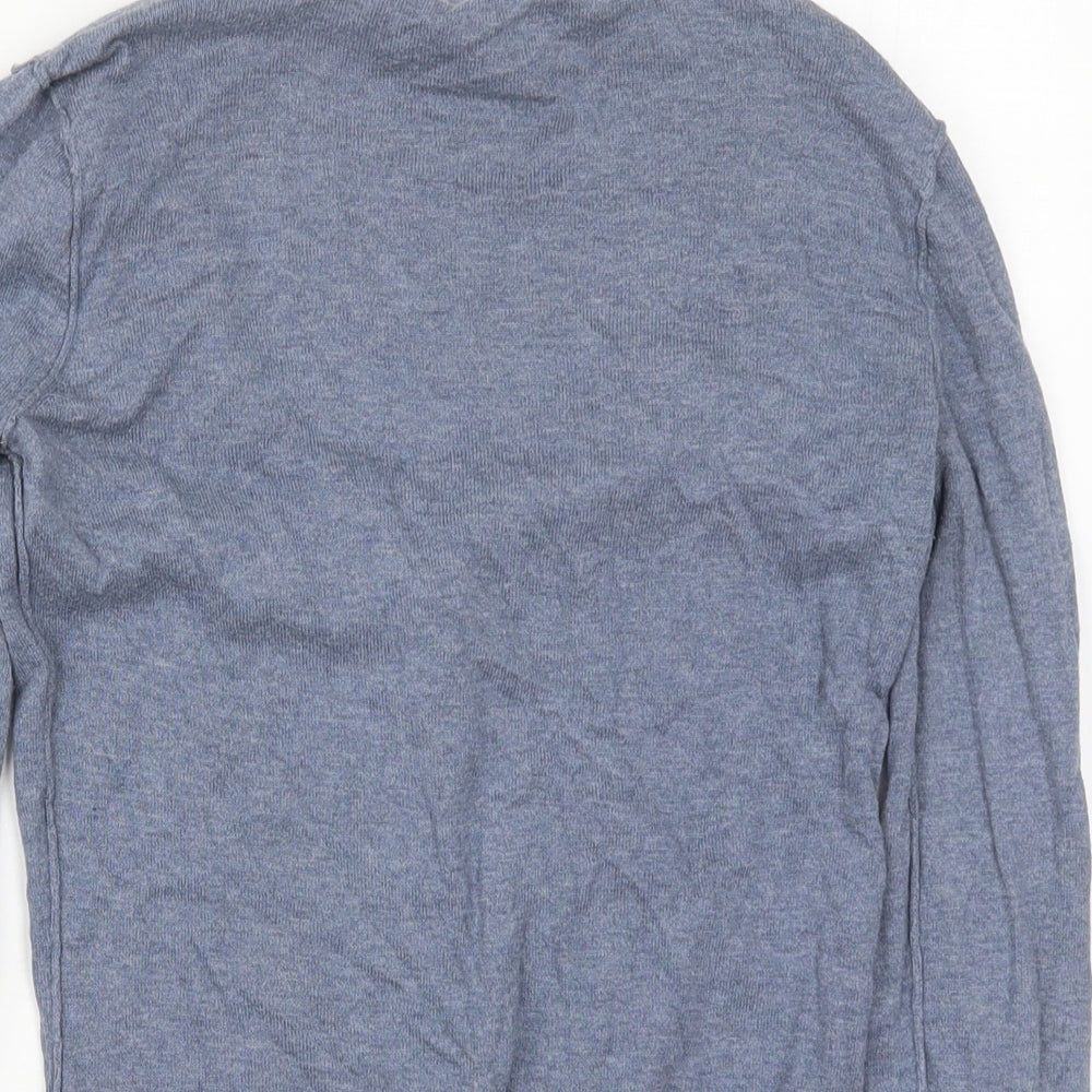 White Stuff Womens Blue Round Neck  Cotton Cardigan Jumper Size 8