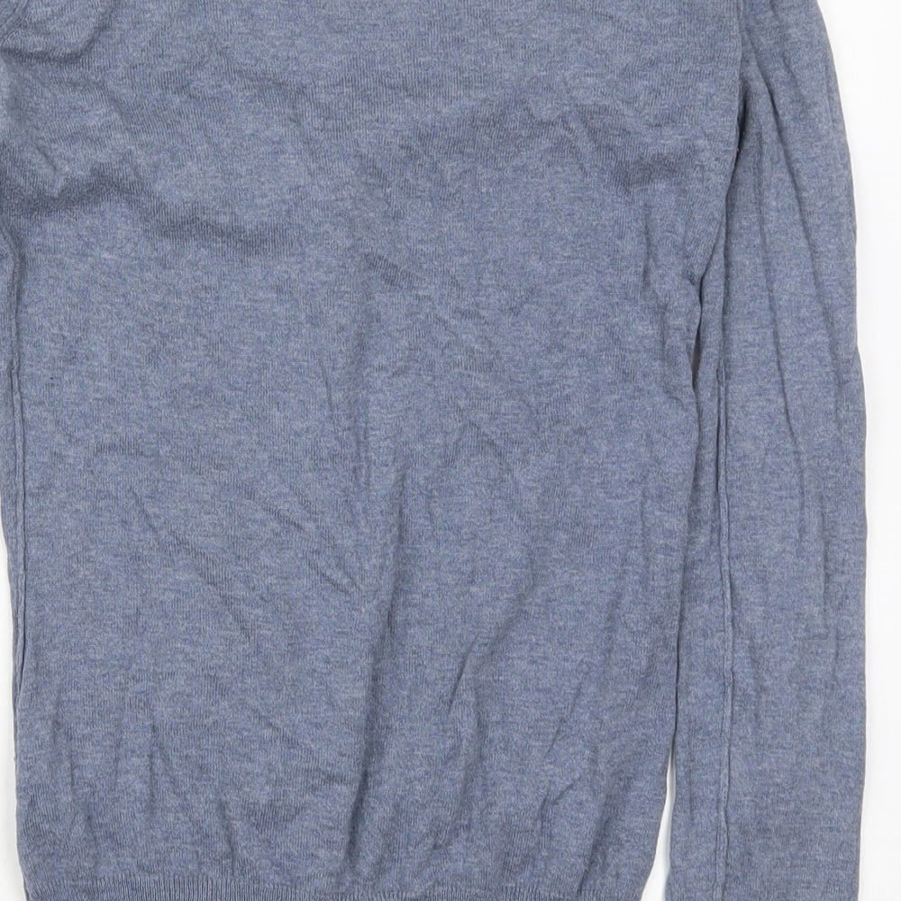 White Stuff Womens Blue Round Neck  Cotton Cardigan Jumper Size 8