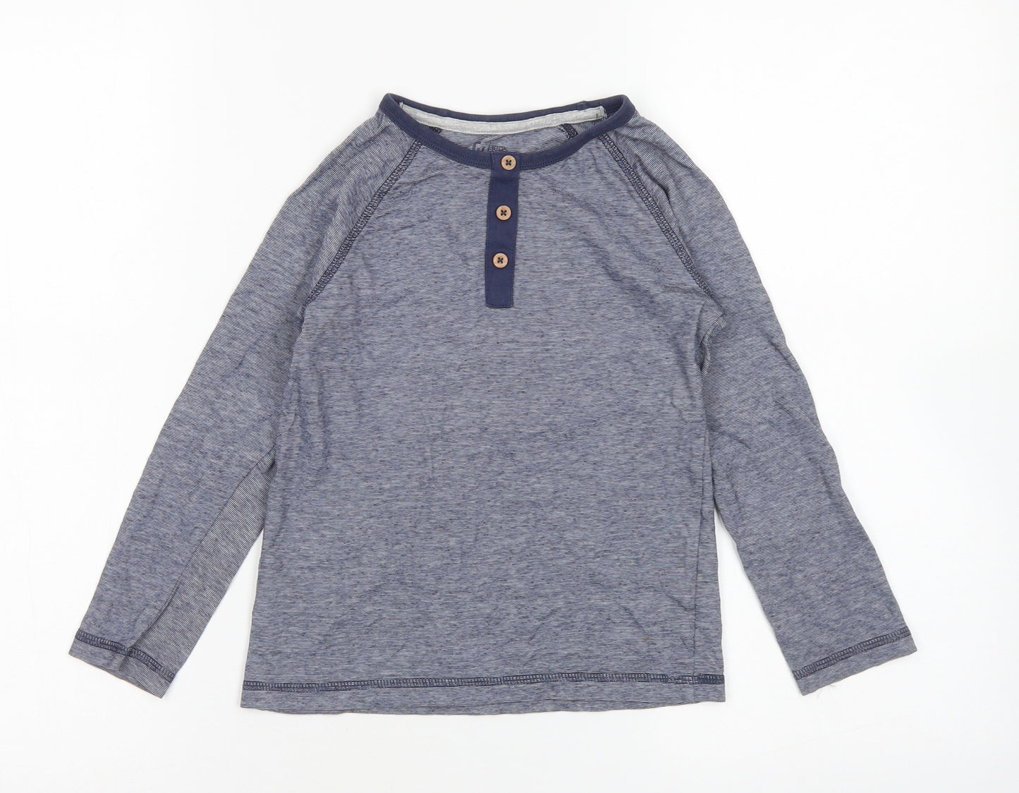 TU Boys Blue Striped Cotton Basic T-Shirt Size 5-6 Years Henley