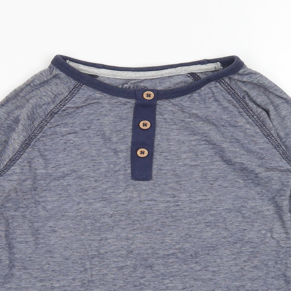 TU Boys Blue Striped Cotton Basic T-Shirt Size 5-6 Years Henley