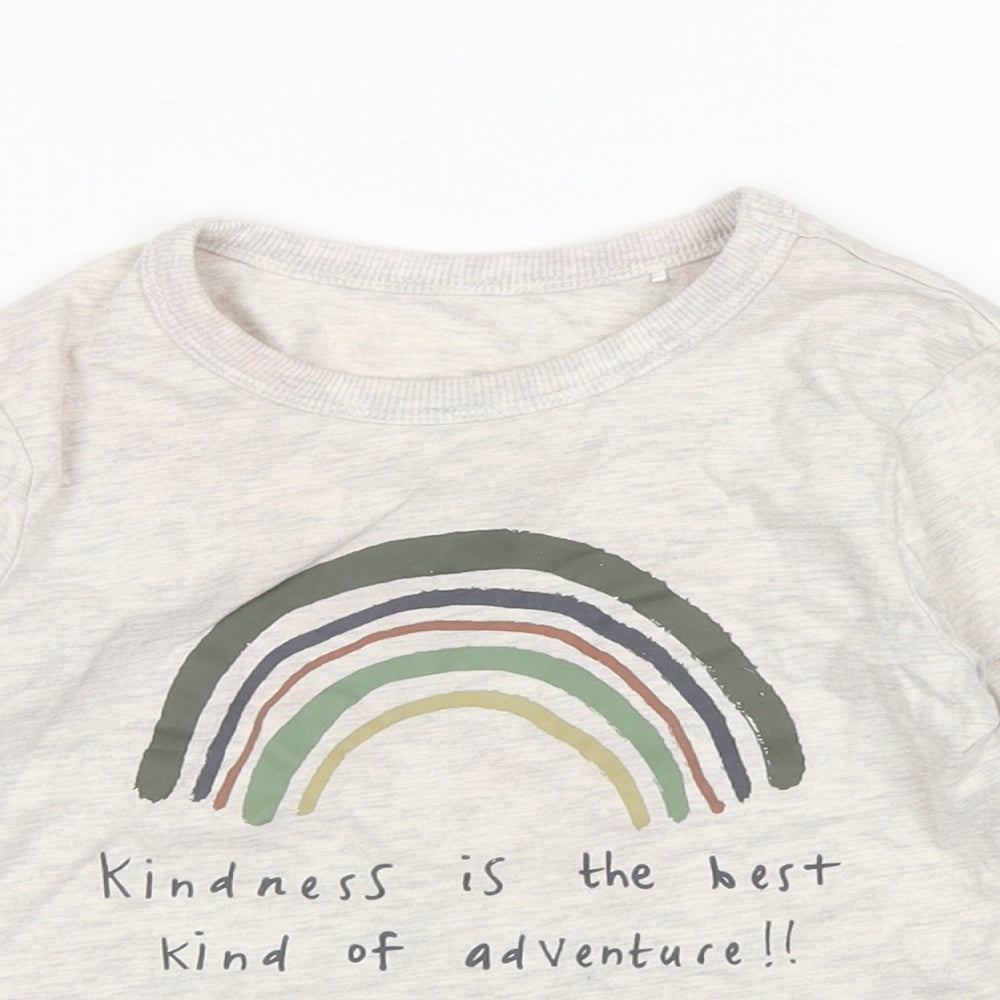 George Boys Beige  Cotton Basic T-Shirt Size 3-4 Years Crew Neck  - Rainbow