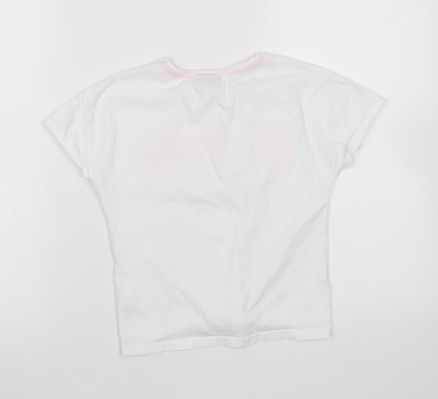 Matalan Girls White  Cotton Basic T-Shirt Size 9 Years Crew Neck  - Tie Front