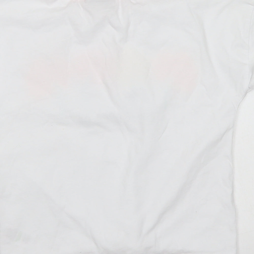 Matalan Girls White  Cotton Basic T-Shirt Size 9 Years Crew Neck  - Tie Front