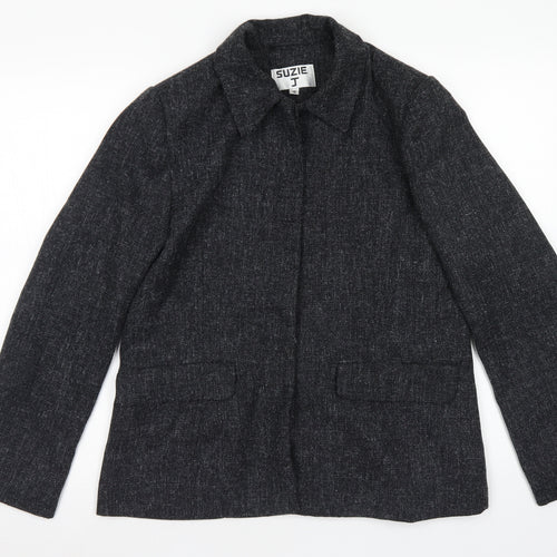 Suzie J Womens Grey   Jacket Blazer Size 16  Button