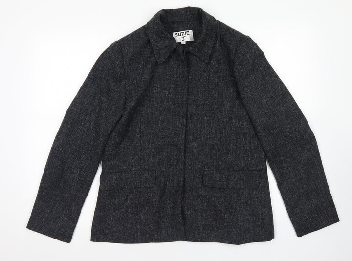 Suzie J Womens Grey Jacket Blazer Size 16 Button