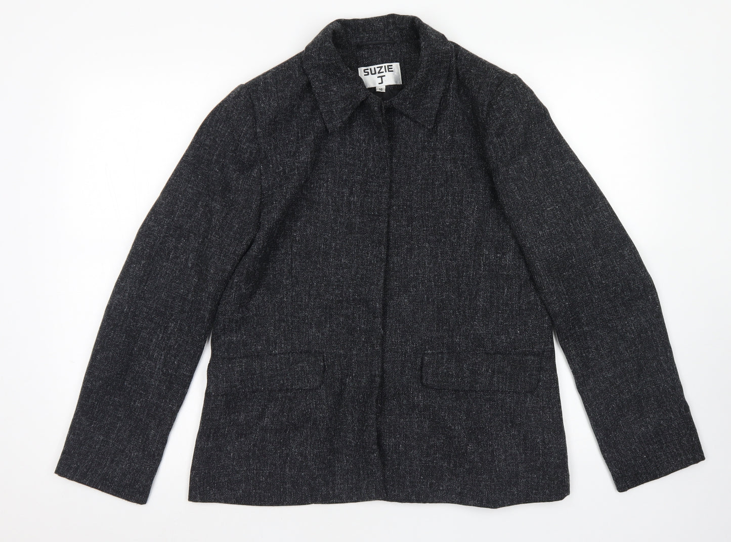 Suzie J Womens Grey   Jacket Blazer Size 16  Button