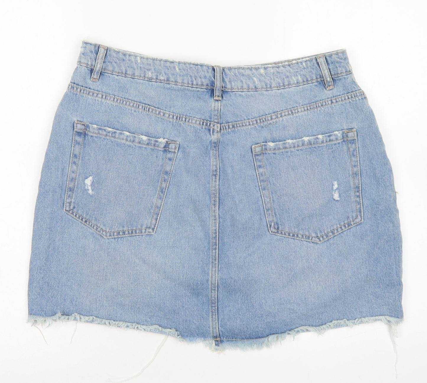 Denim Co Womens Blue  Cotton A-Line Skirt Size 14   Button