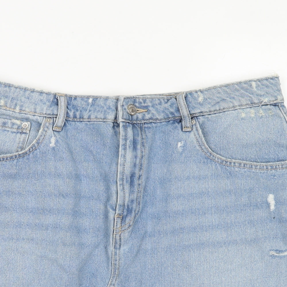 Denim Co Womens Blue  Cotton A-Line Skirt Size 14   Button