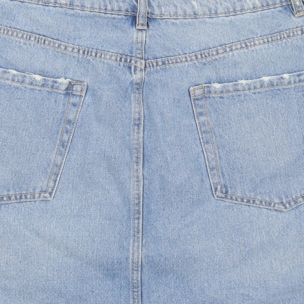 Denim Co Womens Blue  Cotton A-Line Skirt Size 14   Button