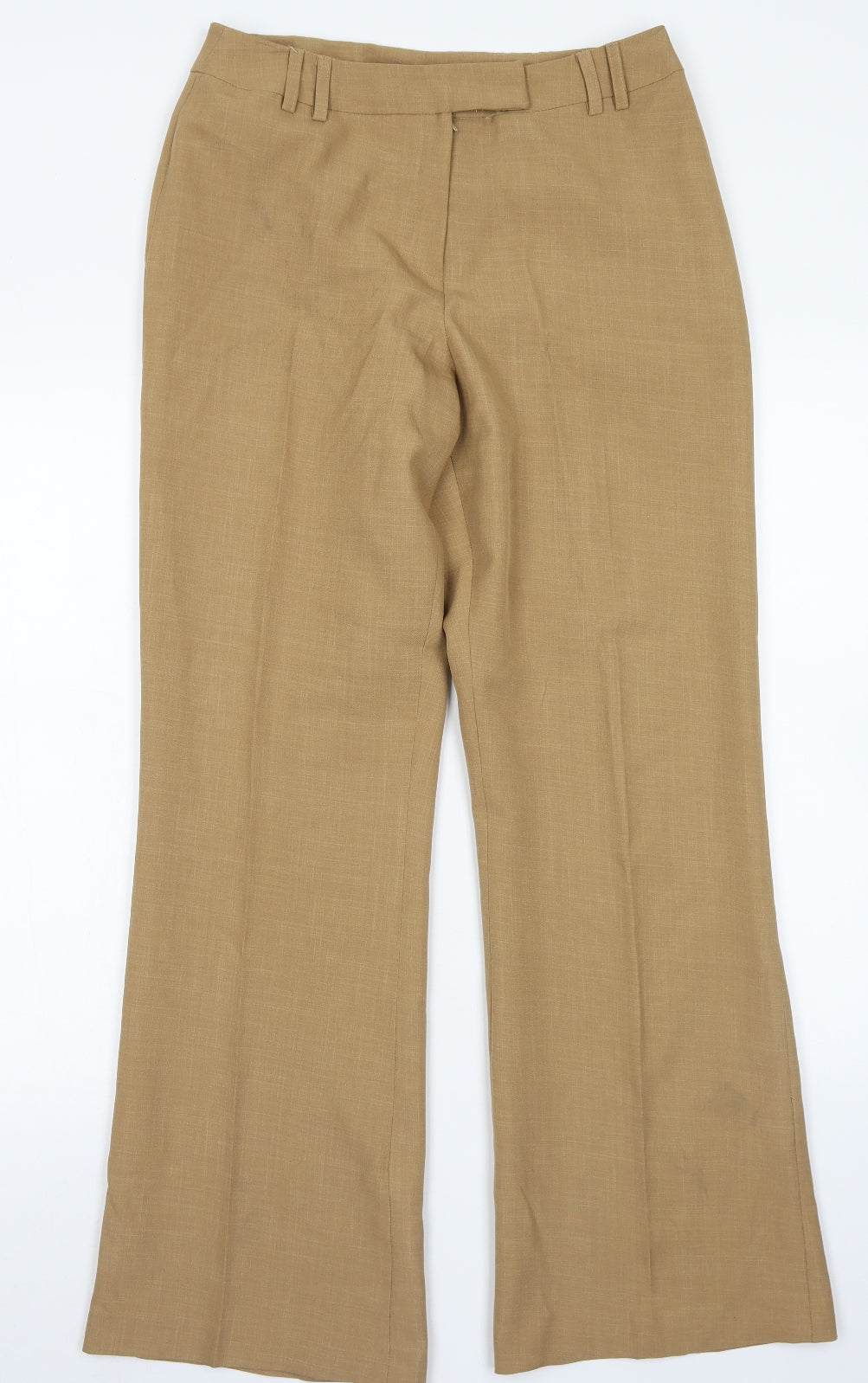 Select Womens Brown  Polyester Dress Pants Trousers Size 12 L29 in Regular Hook & Eye