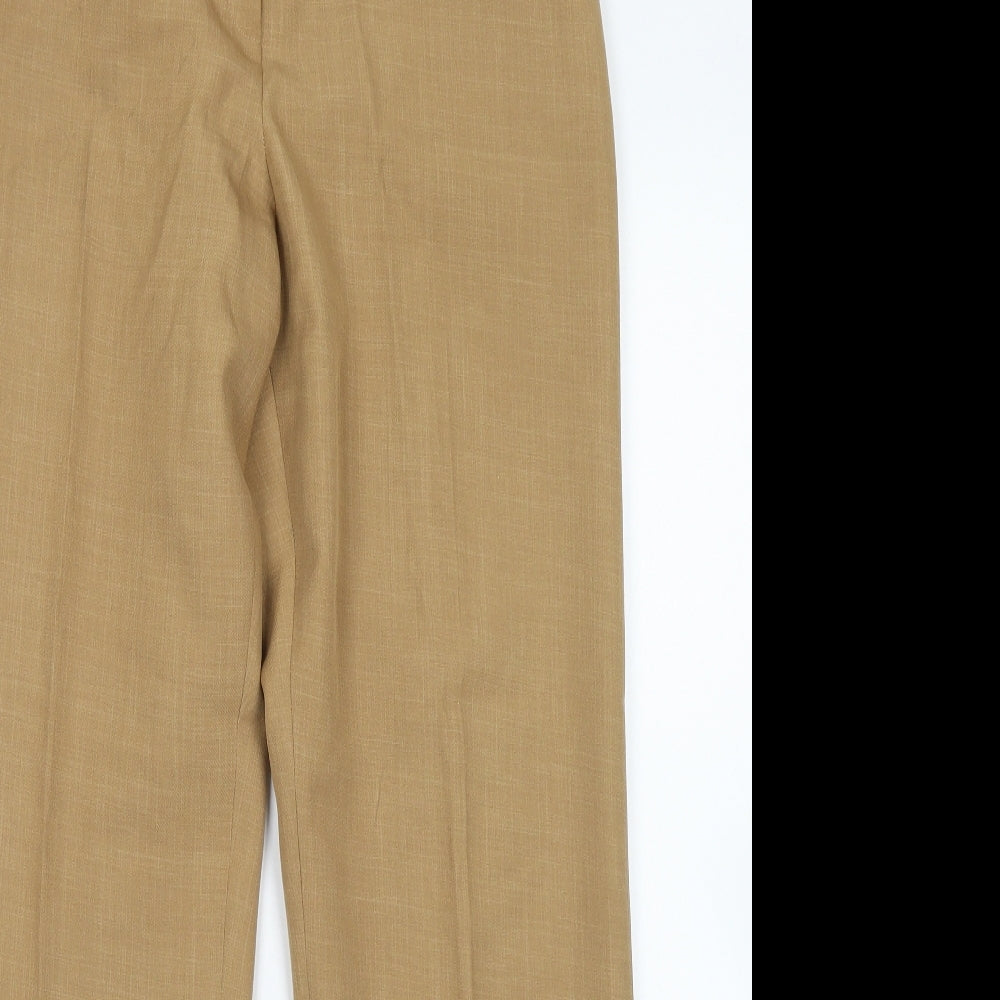 Select Womens Brown  Polyester Dress Pants Trousers Size 12 L29 in Regular Hook & Eye