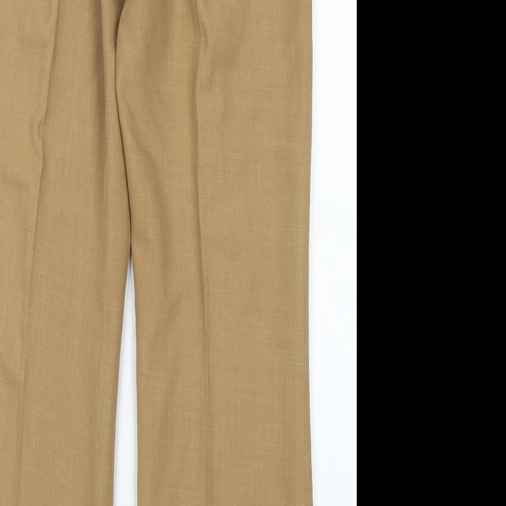 Select Womens Brown  Polyester Dress Pants Trousers Size 12 L29 in Regular Hook & Eye