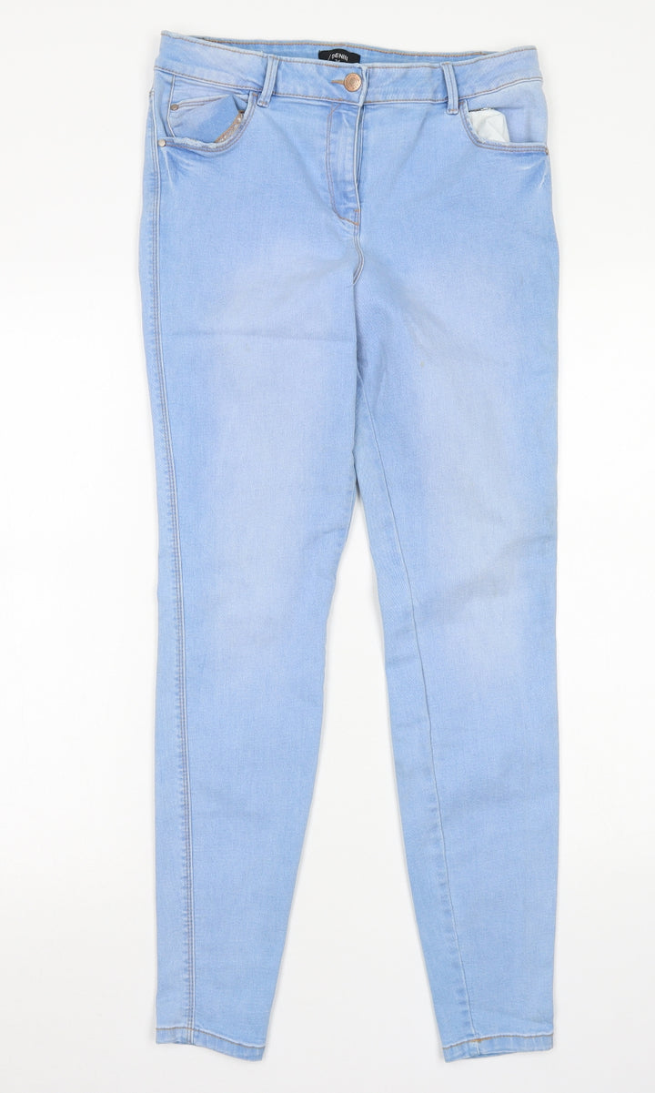 /Denim Womens Blue  Cotton Skinny Jeans Size 14 L29 in Regular Button