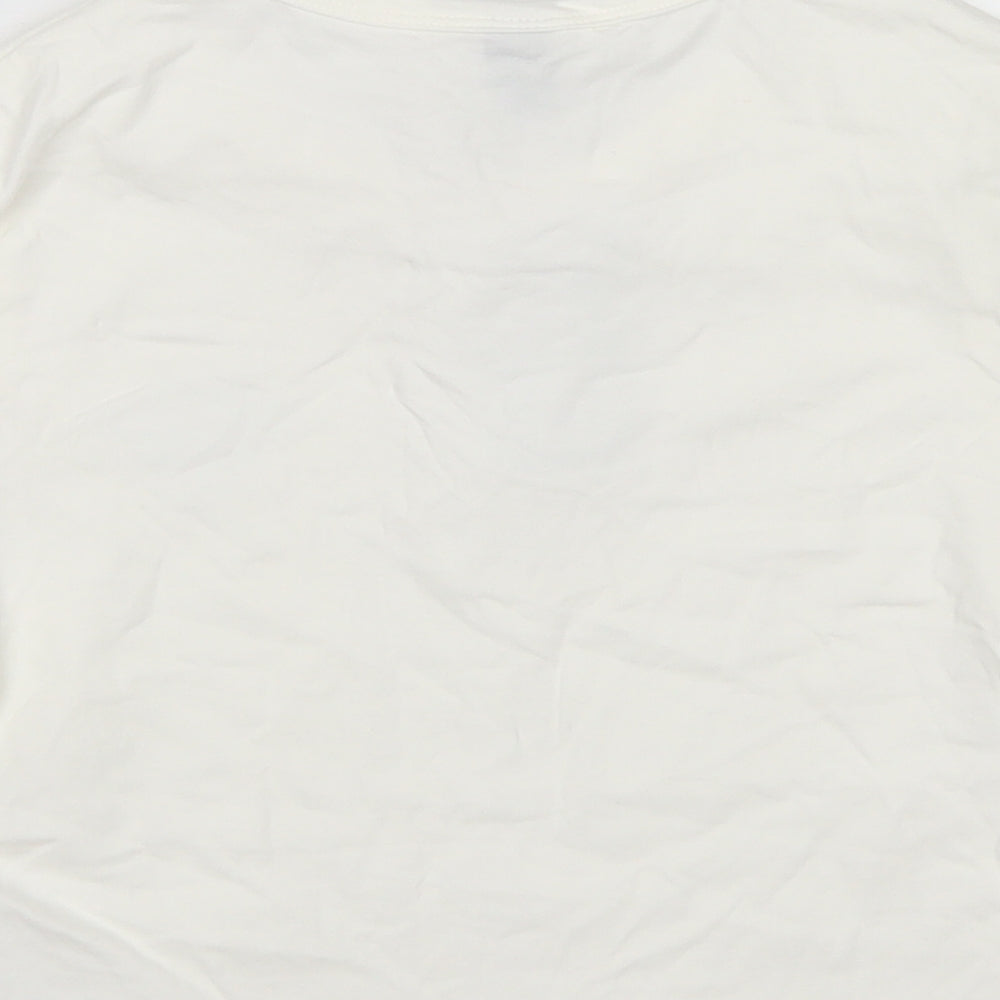 SheIn Womens White  Cotton Cropped T-Shirt Size L Crew Neck - Bumble Bee