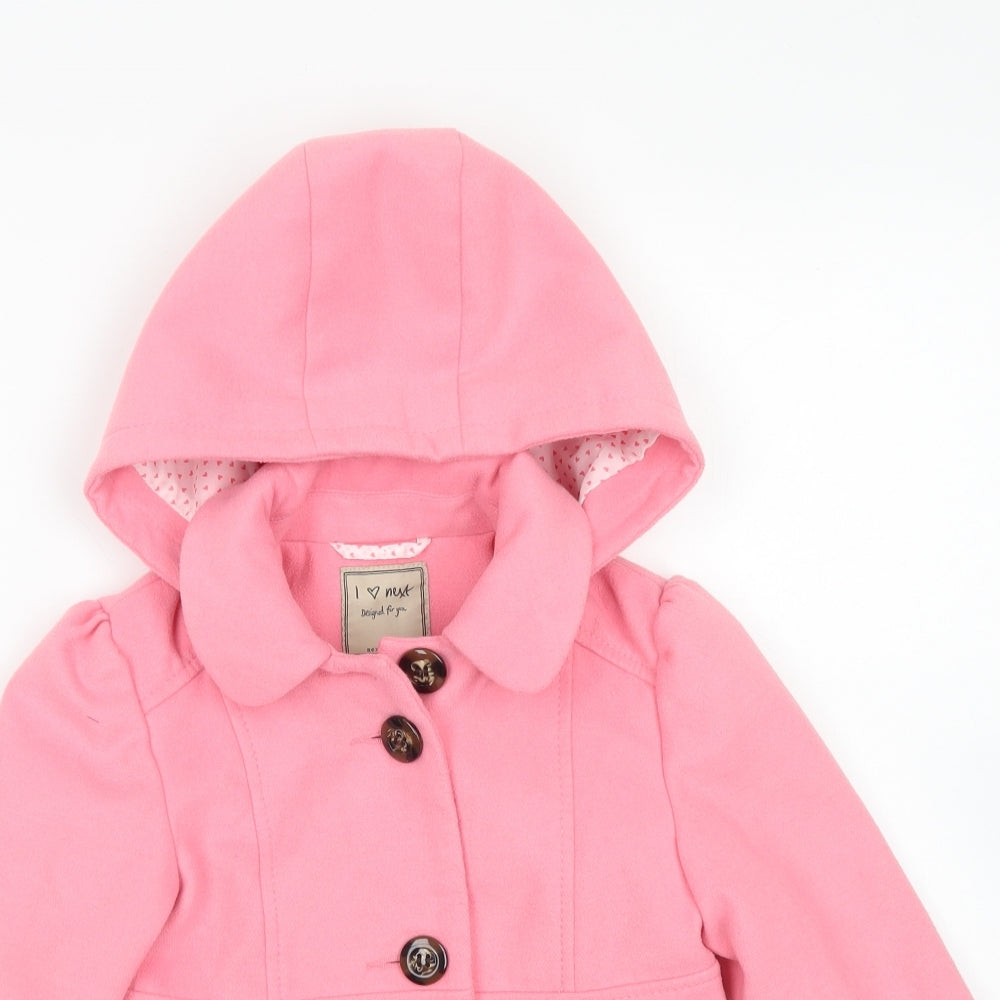 NEXT Girls Pink   Overcoat Coat Size 5-6 Years  Button