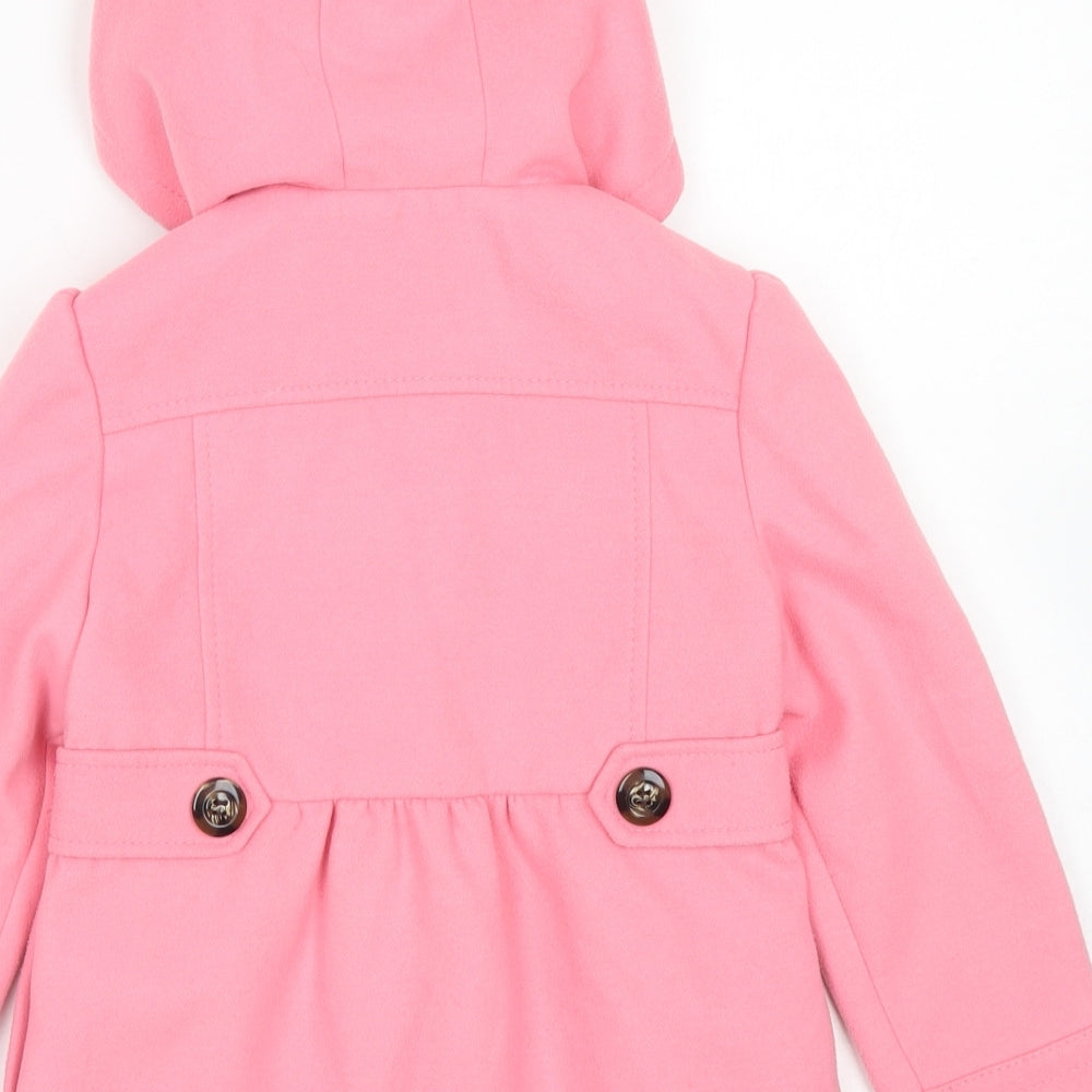 NEXT Girls Pink   Overcoat Coat Size 5-6 Years  Button