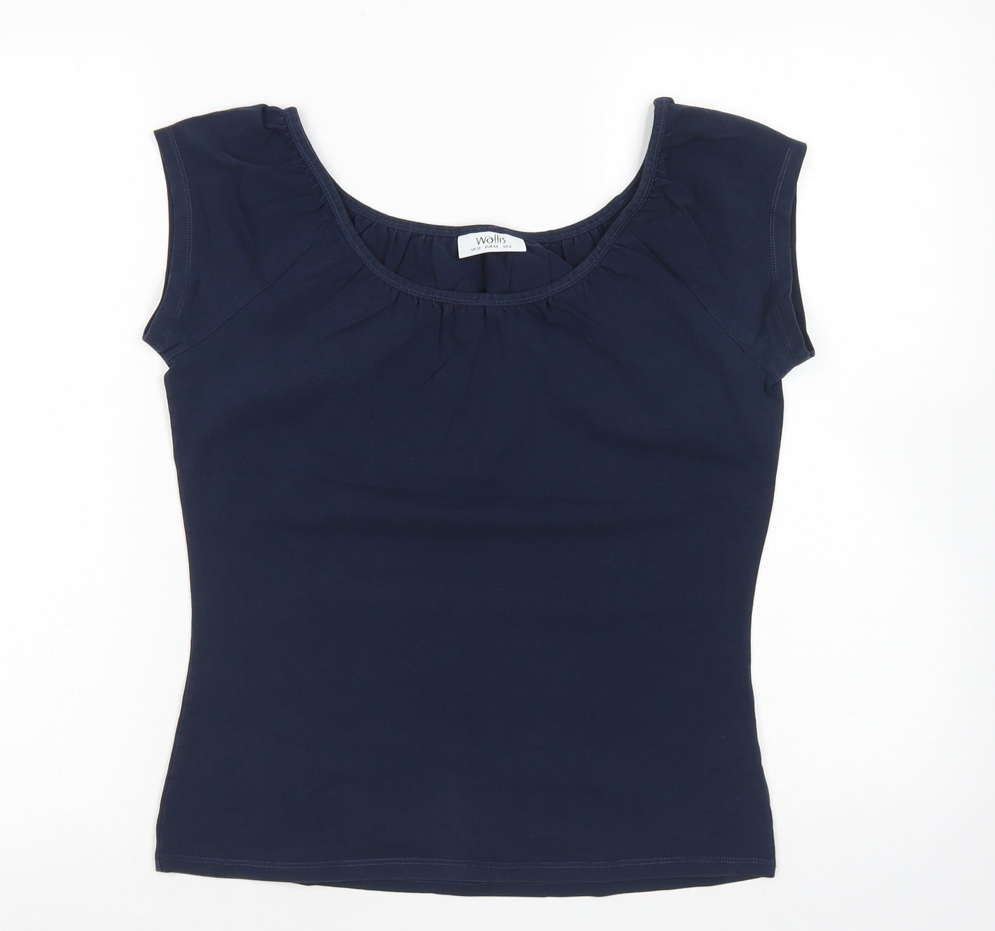 Wallis Womens Blue  Cotton Basic T-Shirt Size 12 Round Neck