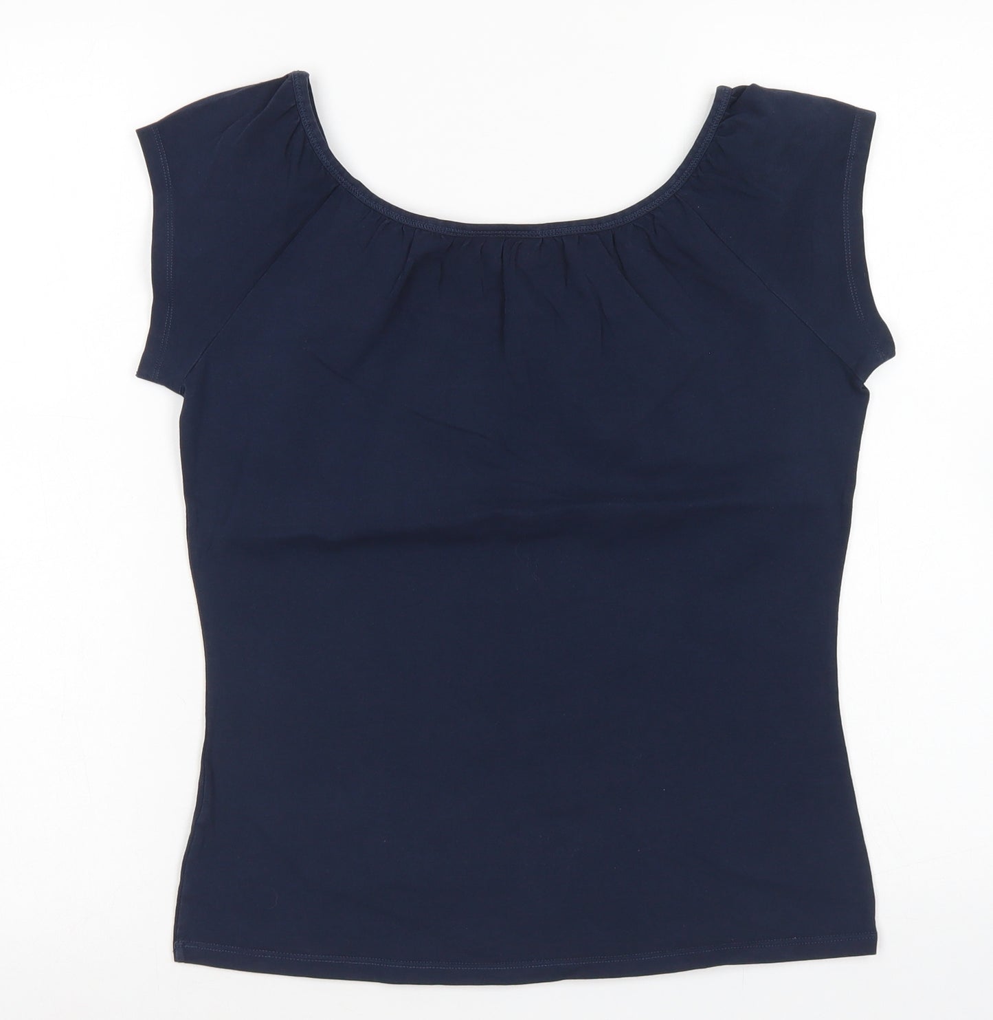 Wallis Womens Blue  Cotton Basic T-Shirt Size 12 Round Neck