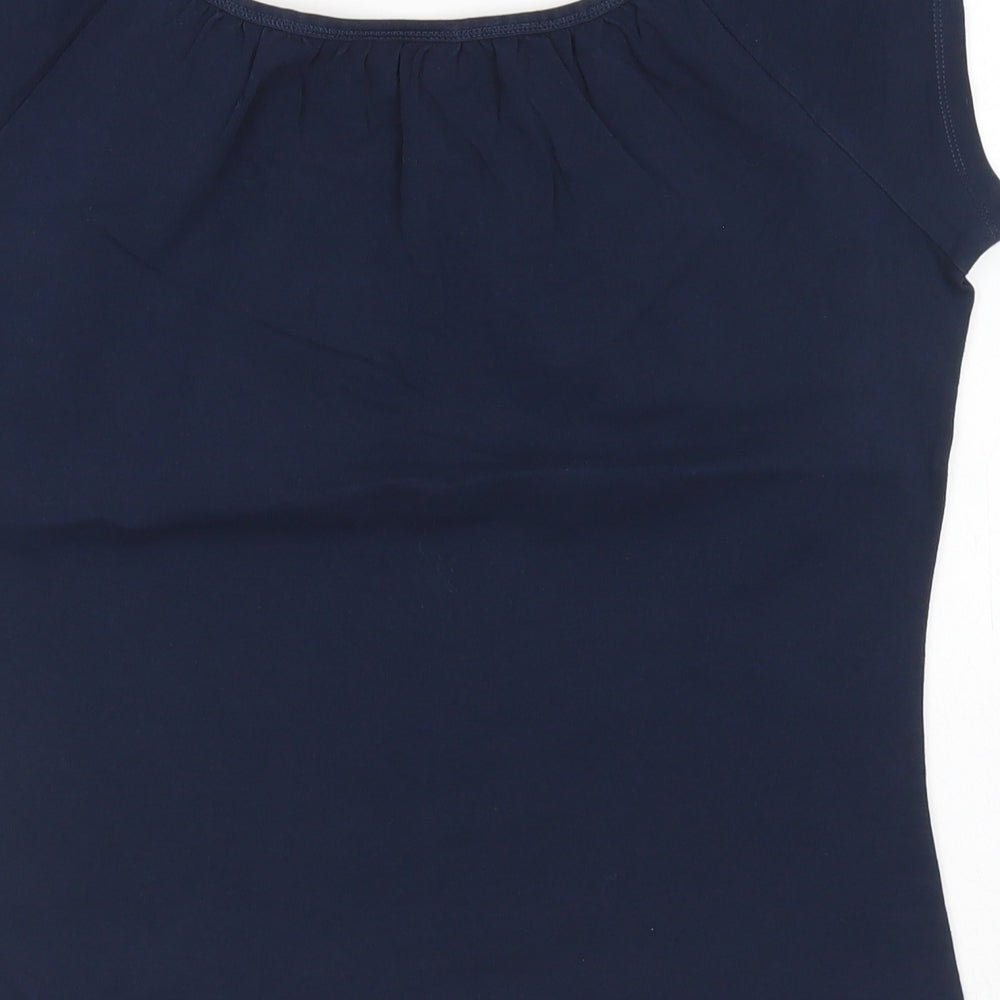 Wallis Womens Blue  Cotton Basic T-Shirt Size 12 Round Neck