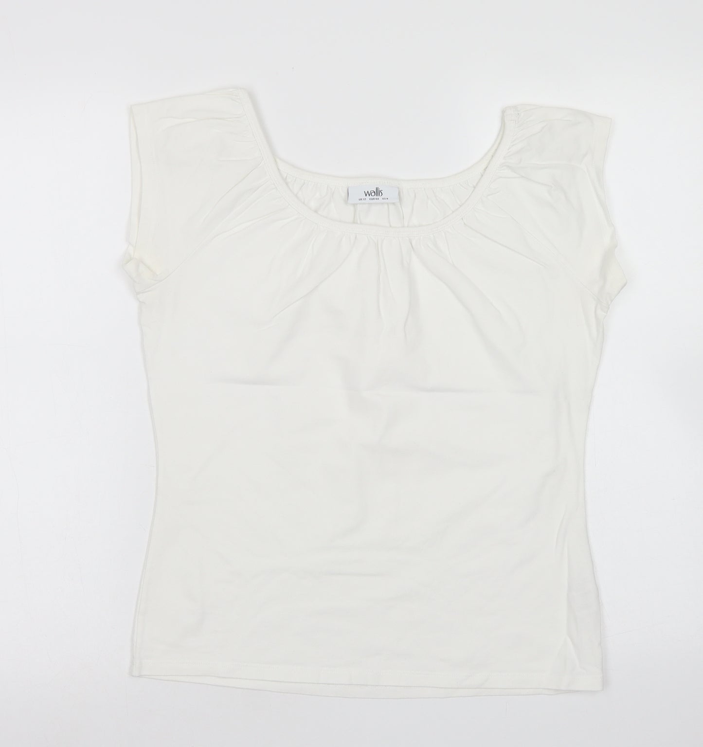 Wallis Womens White  Cotton Basic T-Shirt Size 12 Round Neck