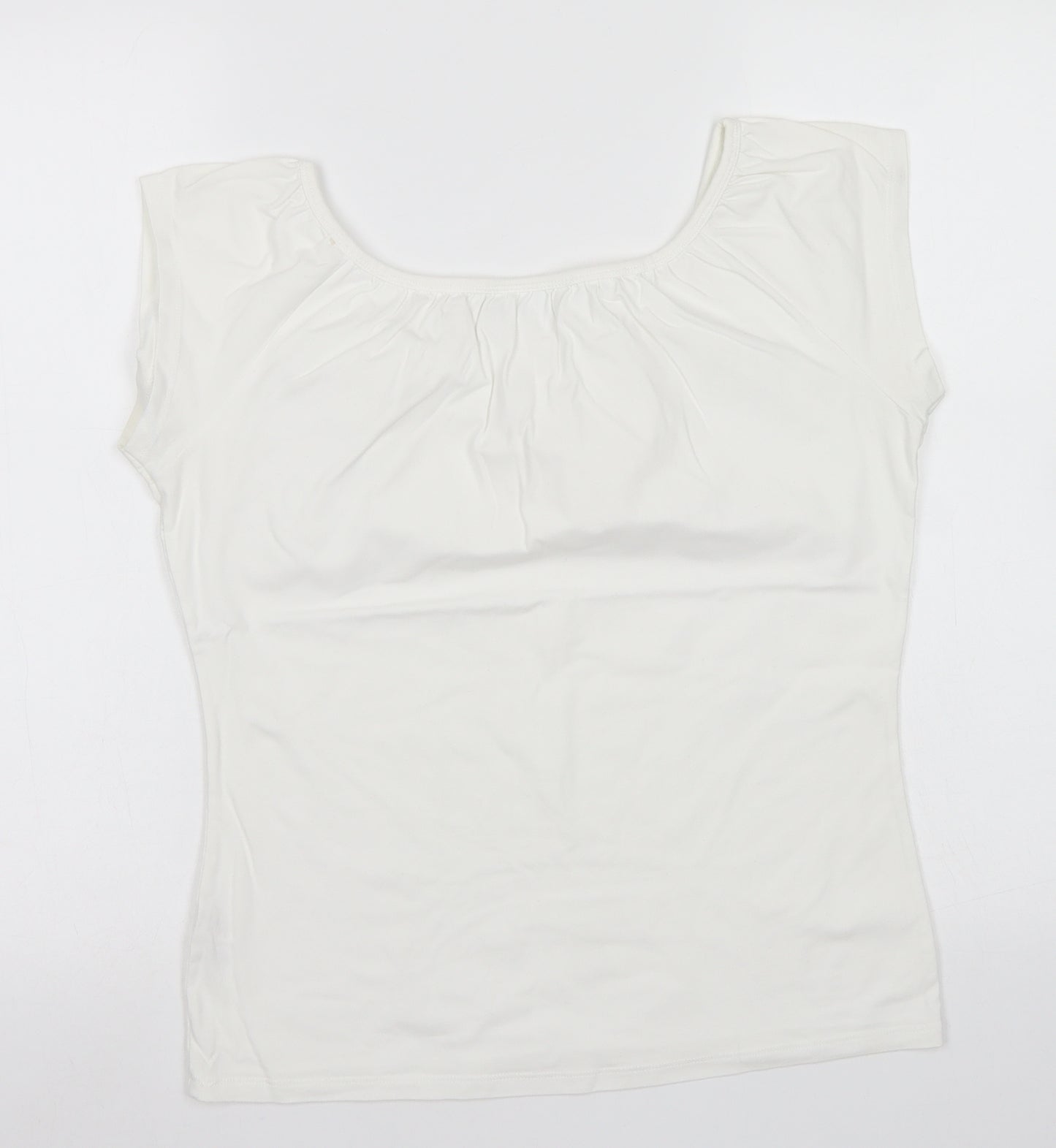 Wallis Womens White  Cotton Basic T-Shirt Size 12 Round Neck