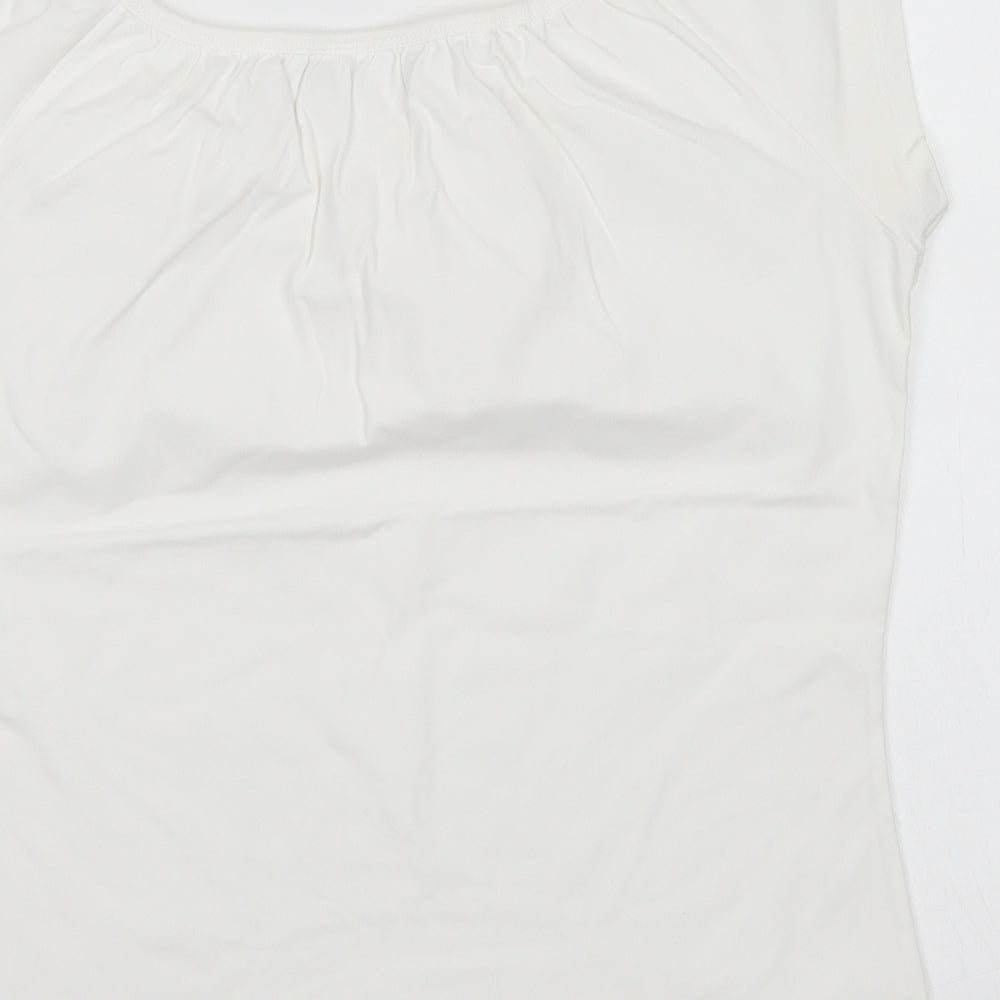 Wallis Womens White  Cotton Basic T-Shirt Size 12 Round Neck