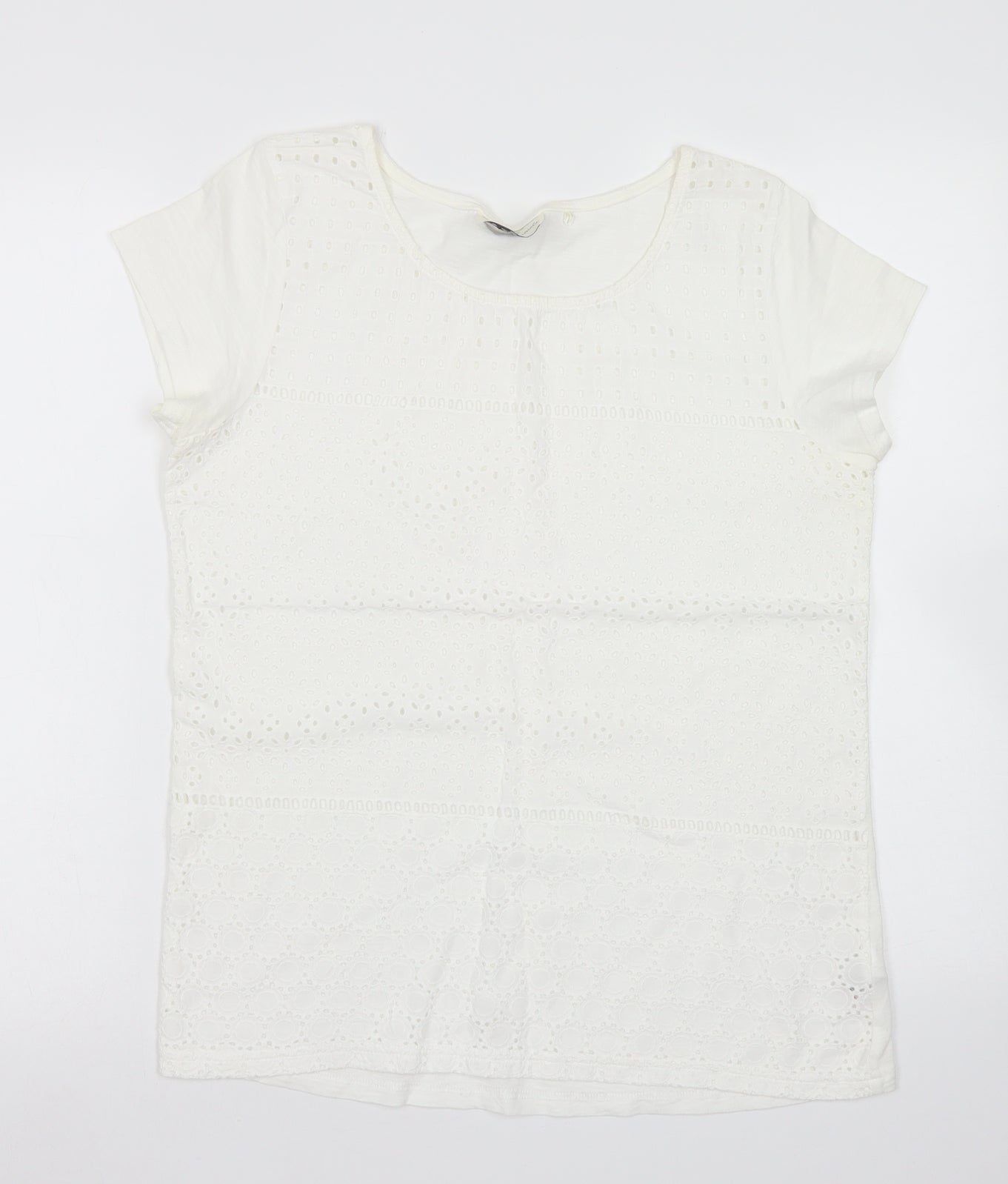 NEXT Womens White  Cotton Basic T-Shirt Size 12 Crew Neck