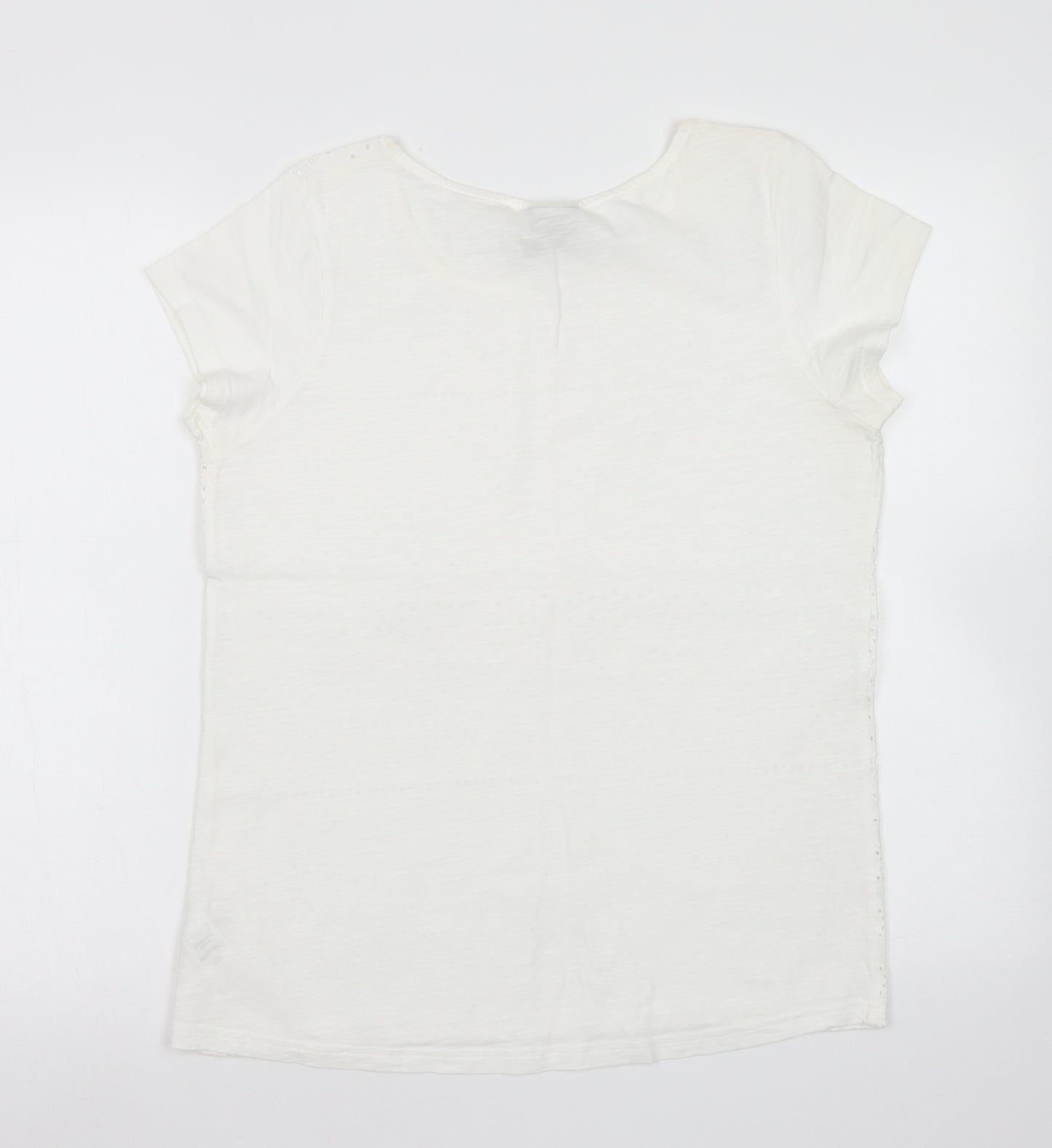 NEXT Womens White  Cotton Basic T-Shirt Size 12 Crew Neck